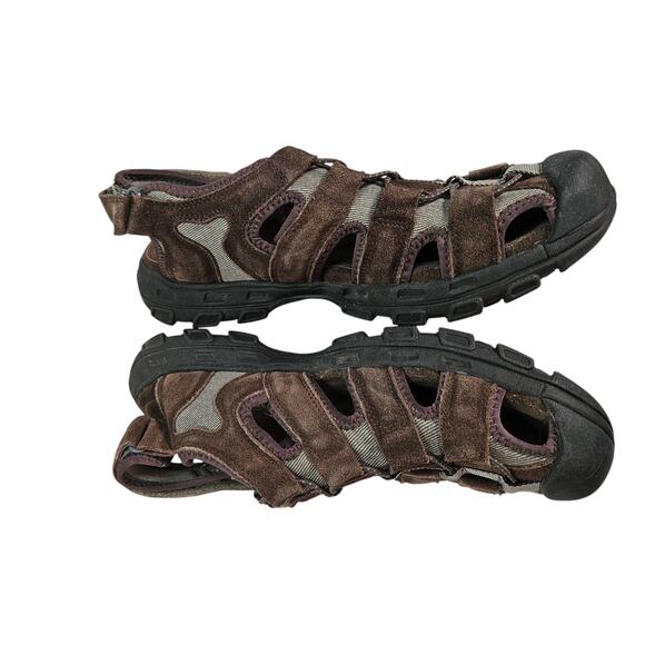 Men's Size 10 - Skechers Brown Leather Outdoor - Fisherman Sandal Shoes - Picture 7 of 11